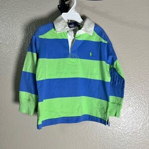 Polo by Ralph Lauren Kids Blue and Green Striped long sleeve Polo. NWT- SZ- 4T